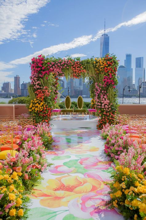 Mandap Decor, Wedding Mandap, Multicultural Wedding, Rooftop Wedding, Wedding Inside, Space Wedding, Floral Backdrop, Outdoor Wedding Decorations, Stage Decorations