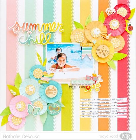 SUMMER CHILL - Project Idea - Scrapbook.com Traditional Scrapbooking, Summer Scrapbook Layouts, Beach Scrapbook Layouts, Summer Journal, Scrapbook Design Layout, Baby Scrapbook Pages, Scrapping Ideas, Simple Scrapbook, Scrapbook Layout Sketches