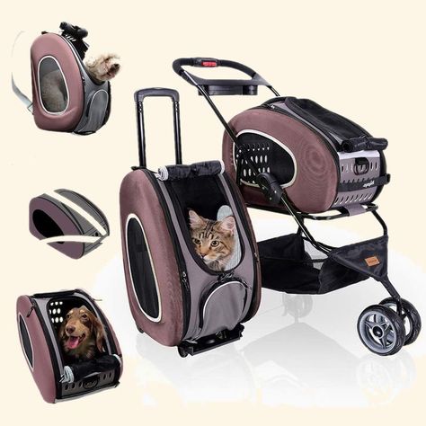 ibiyaya 5-in-1 Pet Carrier with Backpack, Pet Carrier Stroller, Shoulder Strap, Carriers with Wheels for Dogs and Cats - All-in-One Dog and Cat Strollers for Walks, Traveling, Trips Cat Necessities, Cat Transport, Dog Backpack Carrier, Small Pet Carrier, Cat Stroller, Pet Strollers, Pet Backpack Carrier, Dog Stroller, Pet Stroller