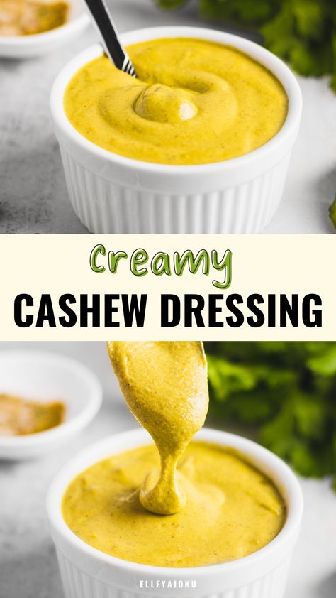 Vegan Cashew Dressing, Cashew Dressing Vegan, Cashew Dressing Recipe, Cashew Salad Dressing, Plant Based Salad Dressing, Plant Based Dressing, Cashew Dressing, Dressing Simple, Cashew Yogurt