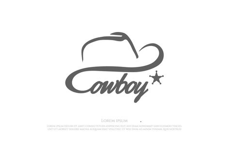 vector de diseño de logotipo de tipografía de sombrero de vaquero de letra vintage Cowboy Font, Western Logo, Typography Logo Design, Cowboy Theme Party, Food Logo Design Inspiration, Western Font, Food Logo Design, Logo Design Typography, Restaurant Branding