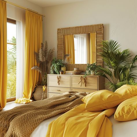 22+ Green Boho Bedroom Ideas For Your Sanctuary Room Decor Bedroom Yellow, Earthy Yellow Bedroom, Green And Yellow Bedroom, Yellow Boho Bedroom, Flat Bedroom, Bedroom Furniture Inspiration, Green Bedroom Furniture, Bedroom Yellow, Boho Bedroom Furniture