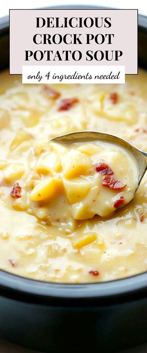 Image for Delicious Crock Pot Potato Soup Knock Your Socks Off Soup, Easy Soup For Potluck, Creamy Soups In Crockpot, Crock Pot Recipes Party, Hearty Potato Soup Recipes, Crock Pot Potato Soup Frozen Potatoes, Soup For Potluck Crock Pot, Baked Potato Soup In Crock Pot, Fast Easy Soup