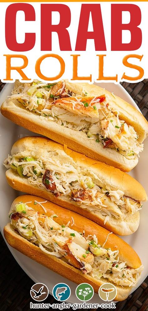 Crab Rolls Sandwich, Hot Dog Bun, Crab Sandwich, Rolled Sandwiches, Crab Rolls, Crab Dishes, Homemade Sandwich, Best Seafood Recipes, Crab And Lobster