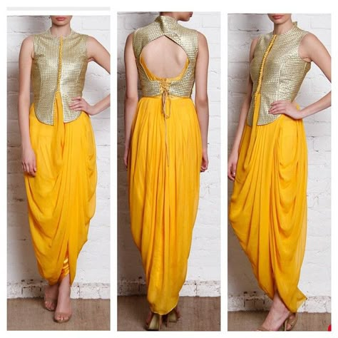 Dhoti drape kurta !!!! Looks trendy and smart !!! Dhoti Style Dresses, Dhoti Drape, Design Pants, Latest Kurti, Dhoti Pants, Indian Look, Diy Shirts, Long Frocks, Diy Youtube