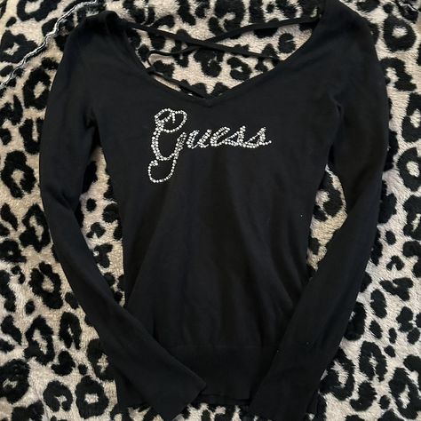 guess black long sleeve ⭐️
size medium 
#grunge #y2k... - Depop Guess Sweater, Black Shirts Women, Y2k Punk, Grunge Y2k, Black Long Sleeve, Sleeve Sweater, Casual Skirts, Dress With Sneakers, Blouse And Skirt