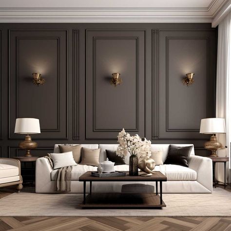 Living Room Panelling, Room Ambiance, Home Design Living Room, Elegant Living Room, Elegant Living, Decor Home Living Room, Classic Interior, A Living Room, Formal Living Rooms