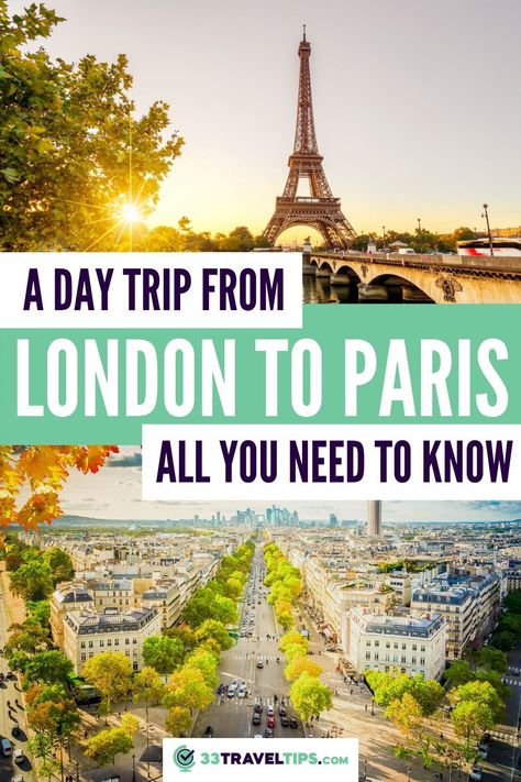 A Day Trip from London to Paris: All You Need to Know. Planning to see the British capital on your next trip? Here are the 33 travel tips on how you plan a day trip from London to Paris either by train, by plane, by car or by bus. Eurostar Train | London to Paris by Train | Day Trip from London to Paris | How to get from London to Paris | Travel from London to Paris | Train from London to Paris | Train ride from London to Paris | #london #paris #eurostar #paristravel #parisdaytrip Paris Train, Travel Outfit Spring, Eurostar Train, Day Trip From London, London England Travel, Day Trip From Paris, London Vacation, Day Trips From London, Paris France Travel