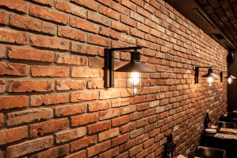 Mad For Garlic Pyeongtaek AK Plaza branch interior design Wine Cave Design, Italian Restaurant Design, Wine Shop Interior, Menu Board Restaurant, Sports Bars, Brick Interior Wall, Luxury Sofa Design, Rustic Ideas, Slanted Ceiling