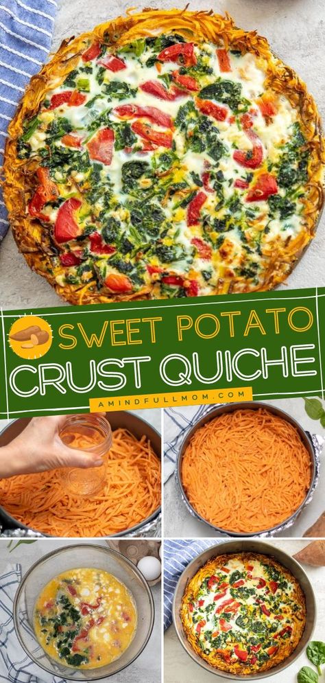 Potato Crust Quiche, Sweet Potato Crust Quiche, Healthy Quiche, Sweet Potato Crust, Easy Spring Recipes, Vegetarian Quiche, Potato Crust, Healthy Potatoes, Quiche Recipes Easy