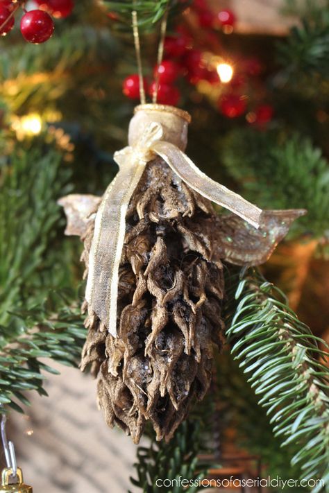 Sometimes the Best Things Come in Small Packages | Confessions of a Serial Do-it-Yourselfer Magnolia Seed Pods, Pine Needle Crafts, Wine Cork Ornaments, Cork Ornaments, Glitter Pictures, Christmas Tree Pillow, Pinecone Ornaments, Felt Christmas Decorations, Cones Crafts