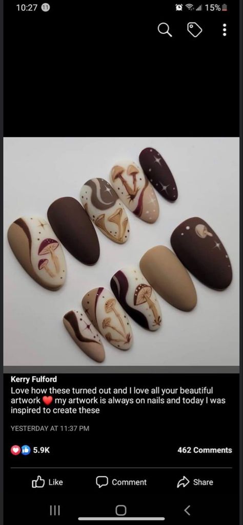 Mushroom Nails, Bridal Expo, Brown Mushroom, Stuffed Mushrooms, Nail Art, Nails, Beauty, Nail Arts