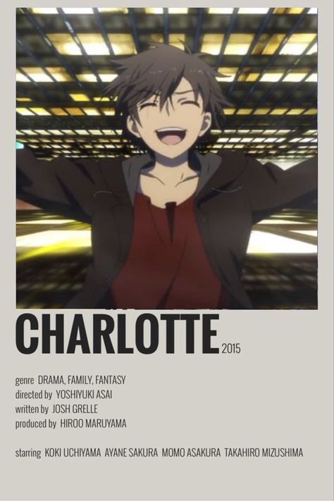 Otosaka yuu falling Anime Film Poster, Charolette Anime, Charlotte Yuu, Minimalist Anime Poster, Anime Title, Minimalist Anime, Charlotte Anime, Anime Sites, Film Posters Minimalist