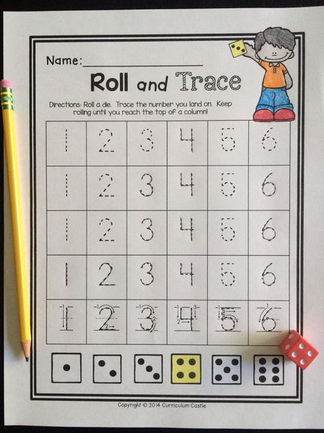 Back to School kindergarten math: roll and trace a number! $ Kinder Math Centers, Back To School Kindergarten, Trace A, Math Centers Kindergarten, Prek Math, Math Number Sense, Numbers Kindergarten, School Kindergarten, Number Activities