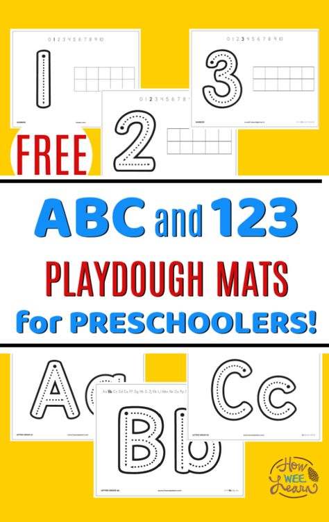 ABC and 123 Playdough Mats Letter Playdough Mats, Play Dough Number Mats Free Printable, Childminder Ideas, Preschool Numbers, Teaching Letter Recognition, Free Printable Alphabet, Counting Practice, Alphabet Centers, Educational Activities For Preschoolers