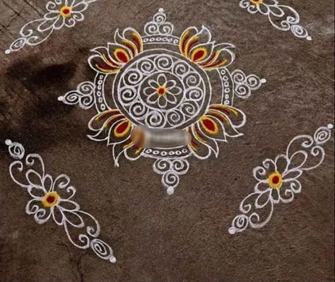 Mugullu Rangoli Designs, Daily Rangoli Designs Easy, Easy Rangoli Designs Videos, Very Easy Rangoli Designs, Rangoli Designs Photos, Rangoli Designs Simple Diwali, Diy Floral Decor, Easy Rangoli Designs Diwali, Rangoli Side Designs