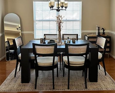 Black Rattan Dining Chairs, Farmhouse Dining Room Chairs, Chairs For Kitchen, Black Rattan, Chairs Dining Room, Black Dining Chairs, Rattan Dining, Wood Chairs, Rattan Dining Chairs