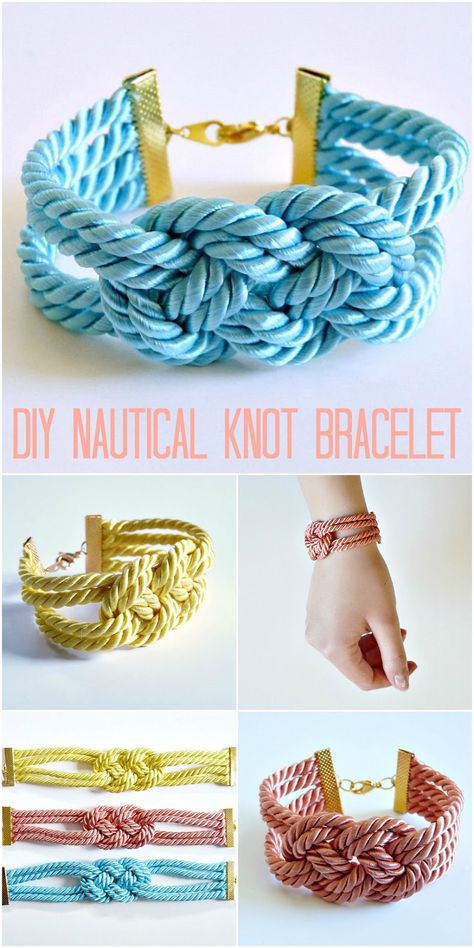 How to make a knotted satin cord bracelet - nautical, colorful Diy Knot Bracelet, Knotted Bracelets, Sailor Knot Bracelet, Diy Nautical, Bracelet Easy, Knotted Bracelet, Nautical Diy, Nautical Knots, Inexpensive Jewelry