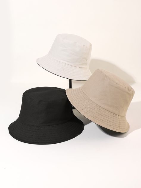 3pcs Simple Bucket Hat Look Com Bucket Hat, Bucket Hat Aesthetic, Purple Bucket Hat, Beige Bucket Hat, Baseball Jacket Outfit, Minimal Shirt Design, Bucket Hat Outfit, Bucket Hat Fashion, Chic Evening Dress