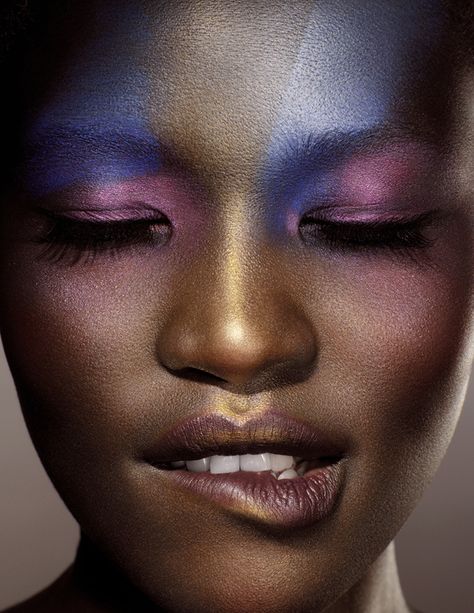 Pink/blue/gold amazing! Skin Editorial, Contrast Makeup, Makeup Dark Skin, Editorial Make-up, Fashion Editorial Makeup, Makeup Dark, Dark Makeup, Trendy Makeup, Beauty Shots