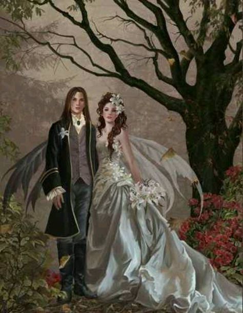 Fae Wedding Nene Thomas, Fantasy Couples, Elves And Fairies, Fairy Dragon, Gothic Fantasy Art, My Fantasy World, Fairy Artwork, Fairy Wedding, Mystical Art