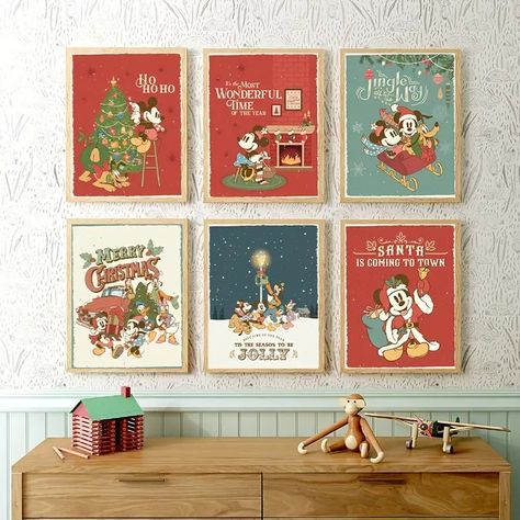 Mickey Friends Christmas Canvas Posters Retro Art - Temu Canada Playroom Christmas, Indoor Painting, Disney Movie Posters, Disney Illustration, Vintage Letters, Retro Art Deco, Movie Poster Wall, Mickey Christmas, Home Office Living Room