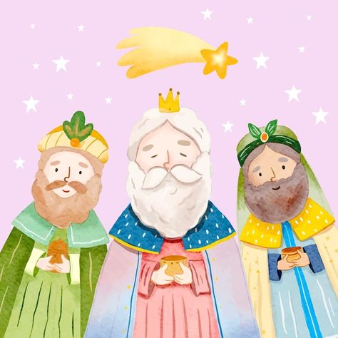 Ilustración acuarela reyes magos | Premium Vector #Freepik #vector #rey-mago #reyes-magos #reyes #ilustraciones Wallpaper Collage, Christmas Images, Wallpaper Iphone, Premium Vector, Cupcake, Cricut, Christmas