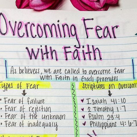 ⭐️Camille Alane|🌿💕 on Instagram: "Fear no longer has a place in your life 🙏🏾🩷" Bible Journal Notes, Study Notebook, Journal Notes, Bible Study Notebook, Bible Study Lessons, Bible Notes, Bible Study Notes, April 4, Overcoming Fear