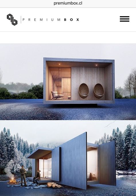 Tiny House Flat Roof, Flat Roof Tiny House, Tiny Office Building, Small Weekend House, Cool Cabins, Emergency Shelters, Small House In The Woods, Tiny House Hotel, Starter Homes