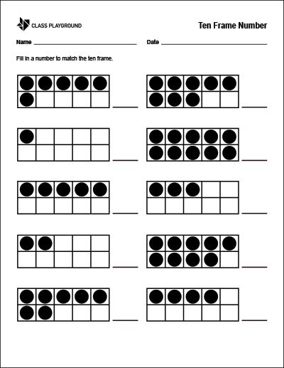 Ten Frame - Class Playground Tens Frame Worksheet, Ten Frame Worksheet, Kids Learning Charts, Ten Frames Kindergarten, Tens Frame, Number Worksheet, Spring Lessons, Math Enrichment, Creative Math