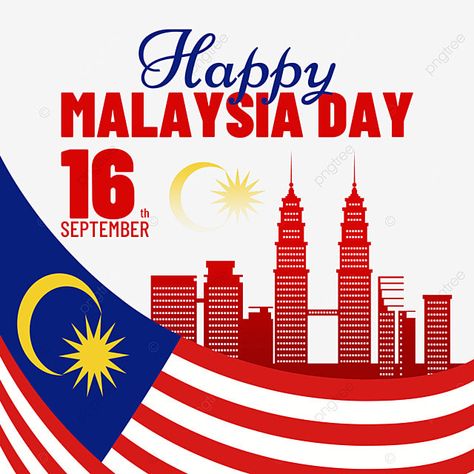 Malaysian Independence Day Poster, Malaysia Day Poster, Malaysia National Day, Flag Of Malaysia, Flag Malaysia, Malaysia Day, Building Silhouette, Wavy Flag, Ribbon Flag