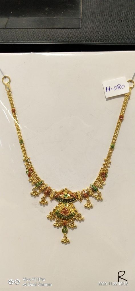 1 Thula Gold Necklace, 11 Grams Gold Necklace, Light Weight Gold Necklace Indian With Grams, Light Weight Haram Designs Gold, Plain Gold Necklace Designs, Neckless Gold Jewelry Simple, 12 Grams Gold Necklace, Neklesh Gold Jewelry Simple, Gold Necklace Set 20 Grams