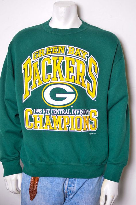 Green Bay Packers 1995 Logo Pullover by AuthenticThrowbacks Champions Graphic, Green Packers, Green Crewneck, Sports Sweatshirts, Vintage Sports, Green Bay Packers, Vintage Sweatshirt, Green Bay, Piece Of Clothing