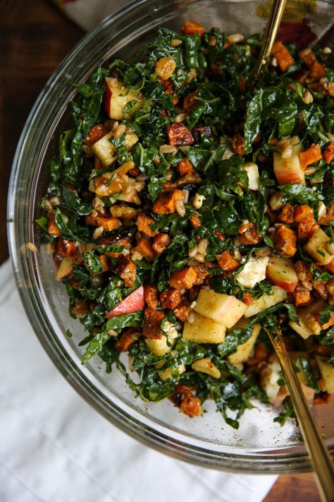 Harvest Kale Salad, Harvest Kale, Harvesting Kale, Chopped Kale, Chopped Salad Recipes, Butternut Squash Salad, Kale Salad Recipes, Harvest Salad, Poor Digestion