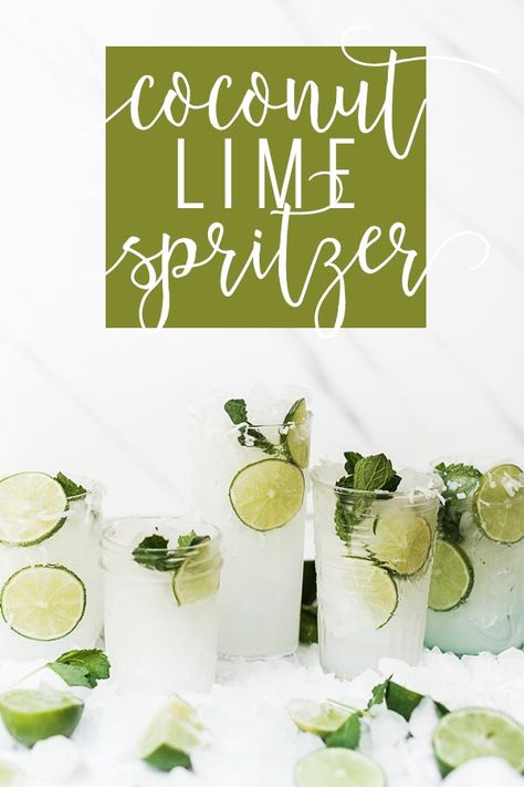 Fresh lime, creamy coconut, and crisp sparkling water come together in this Coconut Lime Spritzer Summer Mocktail. This drink is a refreshing treat for warm summer nights. || Oh So Delicioso #mocktail #softcocktail #summerdrinks #drinkrecipe Christmas Luau, Coconut Water Recipes, Summer Mocktail, Healthy Beverages, Cocktail Chic, Sweet Days, Coconut Syrup, Summertime Drinks, Infused Water Recipes