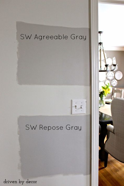 Sherwin Williams Grey, Add Painting, Sherwin Williams Agreeable Gray, Sw Repose Gray, Gray Paint Colors, Agreeable Gray Sherwin Williams, Interior Paint Colors Schemes, Chalk Ideas, Driven By Decor