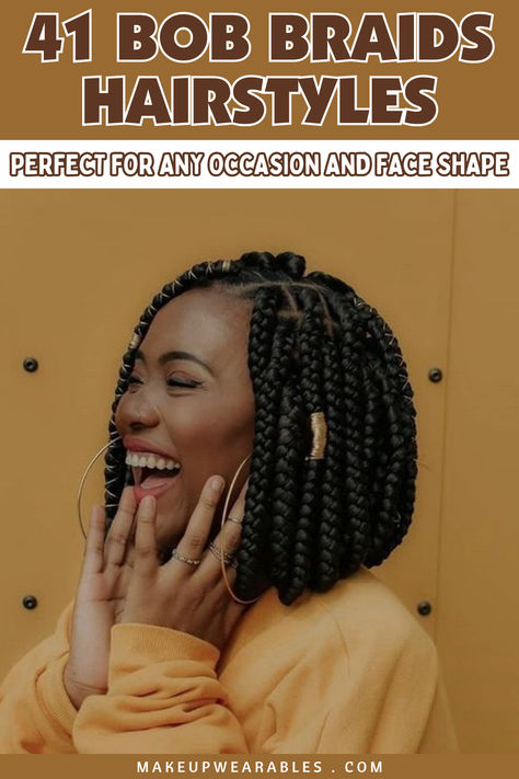 Bob Braids Hairstyles Box Braid Bob Hairstyles, Braids Round Face Black Women, Short African Braids Hairstyles, Box Braid Bob With Curly Ends, Bob Plaits Box Braids, Black Woman Protective Hairstyle, Bob Style Braids, Braided Bobs For Black Women, Short Bob Box Braids Styles