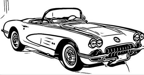 50s Corvette, Corvette Tattoo, Linocut Ideas, Old Corvette, Vintage Corvette, Red Corvette, Retro Tattoos, Kiss Lips, Chevy Corvette