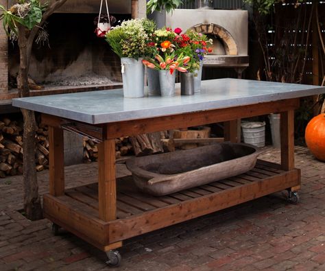 Design Sleuth: Gardener's Work Table at Lila B. Design Evergreen Candle, Florist Studio, Bench Garden, Flower Shop Design, Potting Tables, Garden Tool Shed, B Design, Garden Storage Shed, Potting Bench