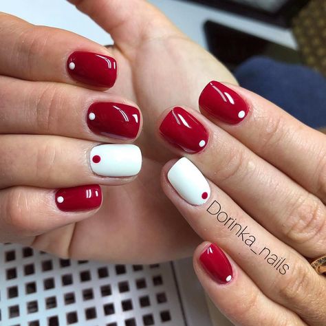 Red And White Nails Ideas, White Nails Ideas, Prettiest Nails, Red And White Nails, Checkered Nails, White Gel Nails, Bright Red Nails, White Tip Nails, Pretty Manicures