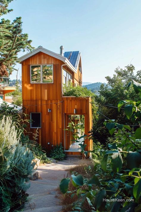 Sustainable Tiny House, Wood Cabin, Micro House, Cozy Living Spaces, Wrought Iron Gates, Beach Shack, Container Home, Container Homes, Enjoying Life