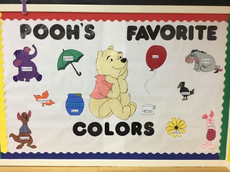 Winnie The Pooh Infant Room Daycare, Winnie The Pooh Classroom Theme Bulletin Boards, Winnie The Pooh Bulletin Board, Winnie The Pooh Classroom Theme, Pooh Decor, Tk Classroom, Infant Room Daycare, Kindergarten Classroom Themes, Winnie The Pooh Decor