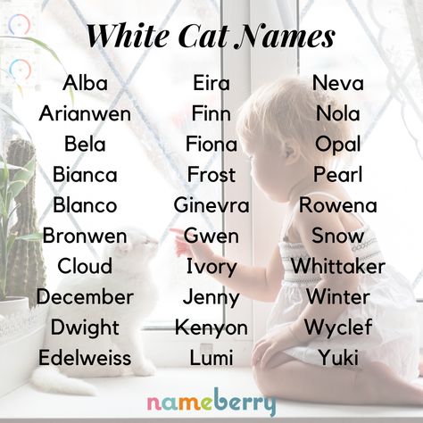 White Cat Names Cat Names For White Cats, Names That Mean White, Names Meaning White, Cat Names Unique, Unique Cat Names, Cute Cat Names, Kitten Names, White Names, Fantasy Names