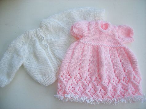 hand knitted doll clothes | by pink-petal-designs Knit Baby Doll, Knit Doll, Hand Knit Doll, Baby Doll Clothes Patterns, Doll Knitting, Knit Baby Dress, Knitting Dolls Clothes, Doll Clothes Patterns Free