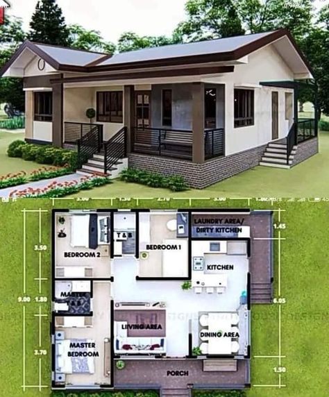 Small House Blueprints, Philippines House Design, House Lifestyle, Bungalow Style House, 3d Elevation, Affordable House Plans, Modern Small House Design, House Floor Design, Building House Plans Designs