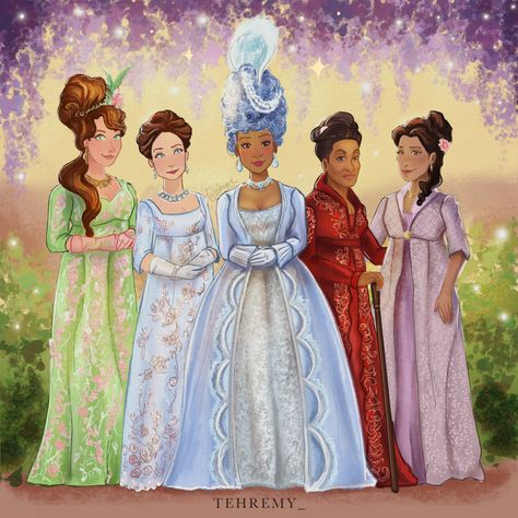 Tehremy 🐝 on Twitter: "✨Women✨ of the Ton! #Bridgerton @andoh_adjoa @goldarosh @shelley_conn… " Bridgerton Book Characters, Brigerton Fan Art, Bridgerton Fanart Benedict, Bridgerton Fanart, Queen Charlotte Bridgerton Art, Bridgerton Books Fan Art, Regency Era Fashion, Julia Quinn, Regency Romance