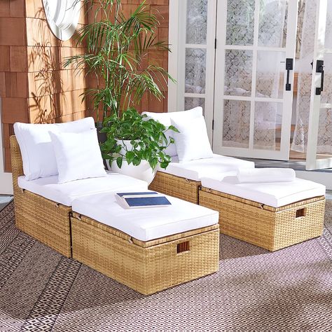 [CHIC DESIGNER DETAILS]: Add a chic touch of style to the patio, backyard, sunroom, deck, or terrace with this settee set; Includes two (2) seats and two (2) ottomans with storage space for pillows or cushions
[PLUSH COMFORT & DURABILITY]: Crafted from sturdy natural hued faux wicker with a steel frame and plush white cushions for comfortable seating Comfy Patio Furniture, Walmart Patio Furniture, Walmart Patio, Corner Patio, Brooklyn Backyard, Homestead Decor, Newport House, Storage Ottomans, Finds On Amazon