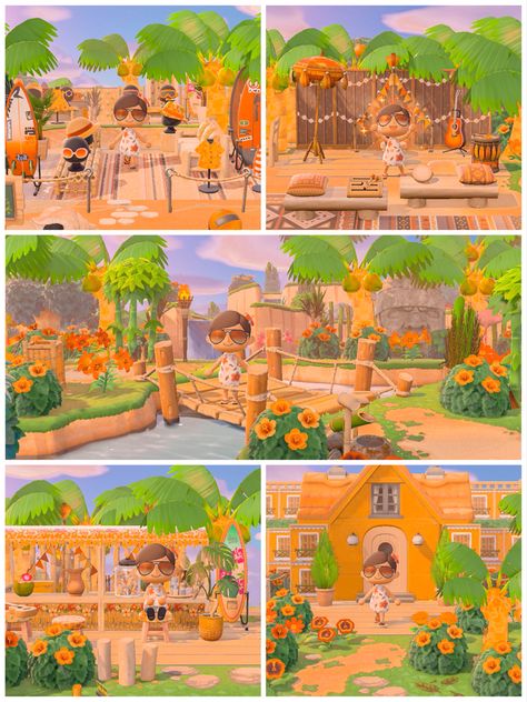 Tropical Animal Crossing Island Ideas, Animal Crossing Island Inspiration Tropical, Acnh Summer Island, Acnh Tropical Island Entrance, Acnh Tropicore Villagers, Tropical Island Acnh, Tropical Core Acnh, Acnh Tropical Island Dream Code, Acnh Tropical Shopping District