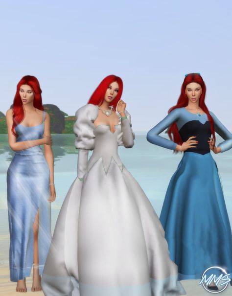 Make My Sims on Tumblr Sims 4 Cc Ariel Dress, Sims 4 Cc Ariel, Ariel Wedding Dress, Ariel Wedding, Ariel Dress, My Sims, Blue Corset, Iconic Dresses, Ariel The Little Mermaid