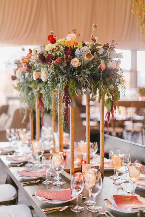 Tall Floral Arrangements Wedding Centerpieces Tall, Tall Flower Centerpieces, Tall Floral Arrangements, Beautiful Wedding Centerpiece, Tall Wedding Centerpieces, Fall Flower Arrangements, Wedding Reception Food, Tall Flowers, Tall Centerpieces